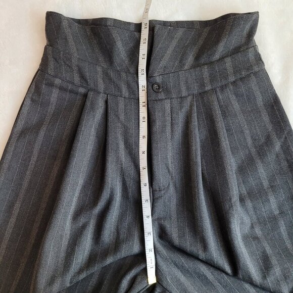 Cider Fold Over High Rise Wide Leg Striped Trousers / Pants with Pockets - Picture 8 of 11